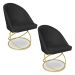 Kit 02 Cadeiras Poltrona de Jantar Bela Veludo Preto Base Metálica Luxo Dourado - Pallazio