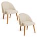 Kit 02 Cadeiras Poltrona de Jantar Luna Suede Bege Pés Palito Castanho - Pallazio
