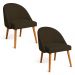 Kit 02 Cadeiras Poltrona de Jantar Luna Suede Marrom Pés Palito Castanho - Pallazio