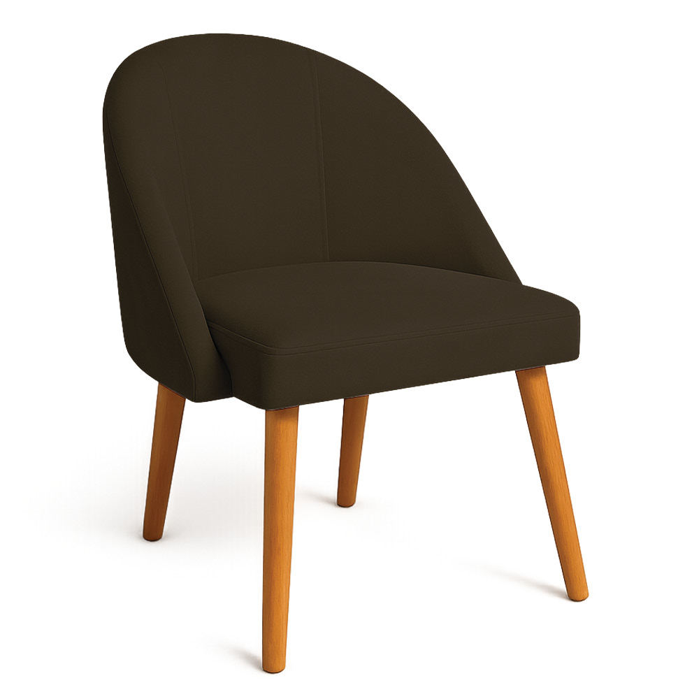 Kit 02 Cadeiras Poltrona de Jantar Luna Suede Marrom Pés Palito Castanho - Pallazio