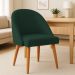 Kit 02 Cadeiras Poltrona de Jantar Luna Suede Verde Pés Palito Castanho - Pallazio