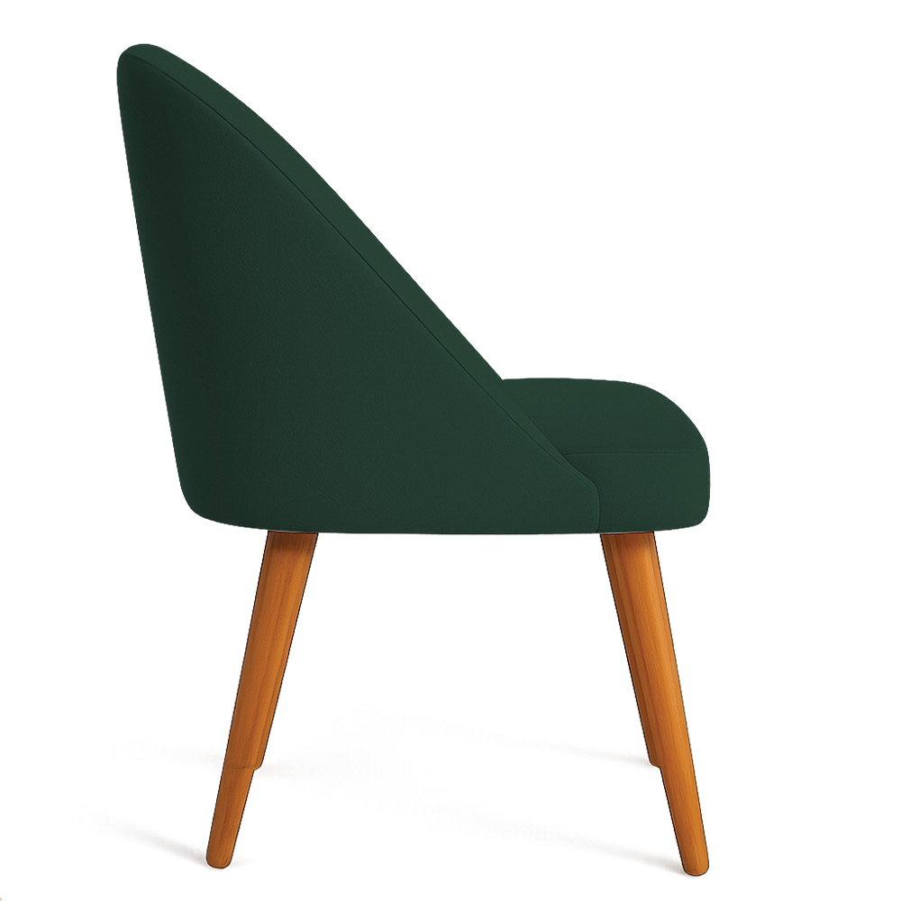 Kit 02 Cadeiras Poltrona de Jantar Luna Suede Verde Pés Palito Castanho - Pallazio