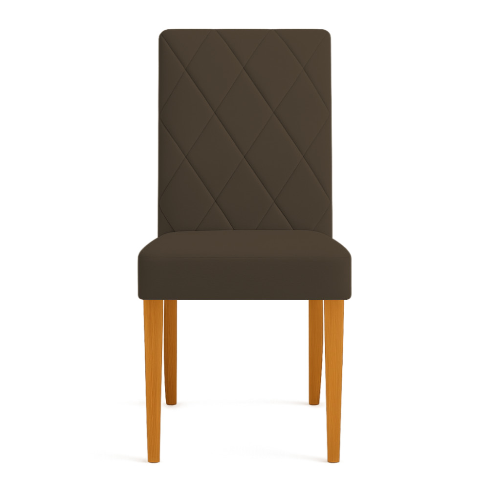Kit 02 Cadeiras de Jantar Estofada Siena Veludo Marrom Pés Trapézio Castanho - Pallazio