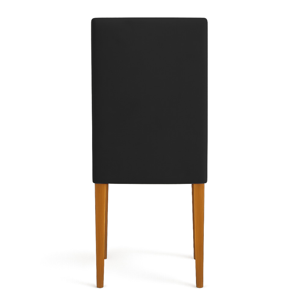 Kit 02 Cadeiras de Jantar Estofada Siena Veludo Preto Pés Trapézio Castanho - Pallazio