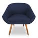 Kit 02 Poltronas Bianca Suede Azul Marinho Pés Palito Castanho - Pallazio