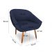 Kit 02 Poltronas Bianca Suede Azul Marinho Pés Palito Castanho - Pallazio