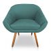 Kit 02 Poltronas Bianca Suede Azul Turquesa Pés Palito Castanho - Pallazio