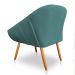 Kit 02 Poltronas Bianca Suede Azul Turquesa Pés Palito Castanho - Pallazio