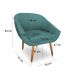 Kit 02 Poltronas Bianca Suede Azul Turquesa Pés Palito Castanho - Pallazio