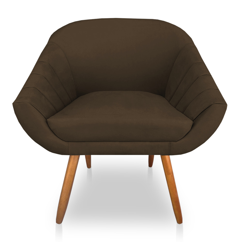 Kit 02 Poltronas Bianca Suede Marrom Pés Palito Castanho - Pallazio