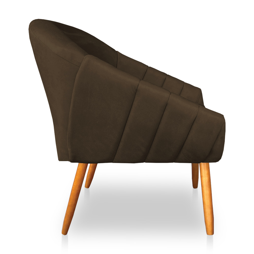 Kit 02 Poltronas Bianca Suede Marrom Pés Palito Castanho - Pallazio