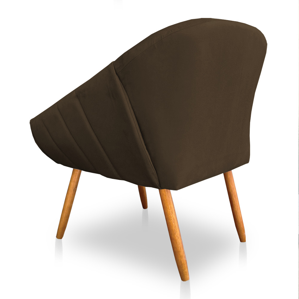 Kit 02 Poltronas Bianca Suede Marrom Pés Palito Castanho - Pallazio