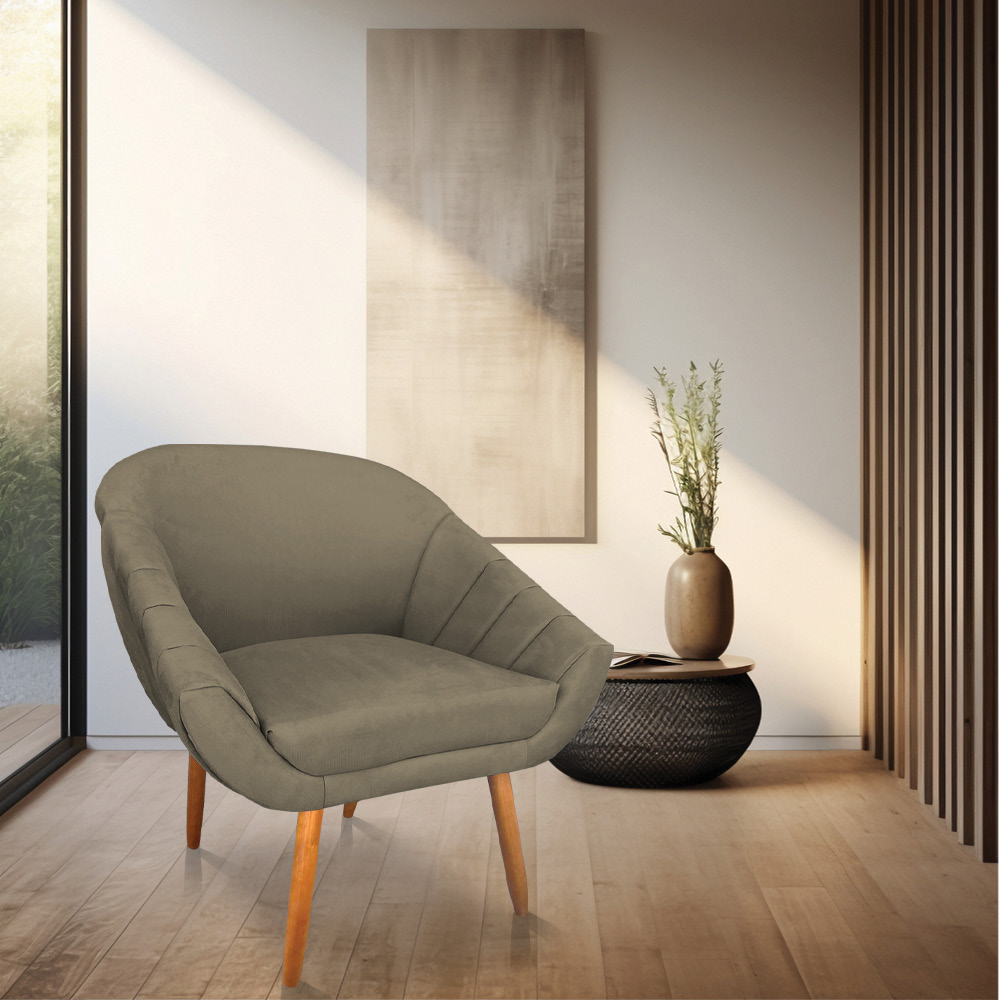 Kit 02 Poltronas Bianca Suede Marrom Rato Pés Palito Castanho - Pallazio