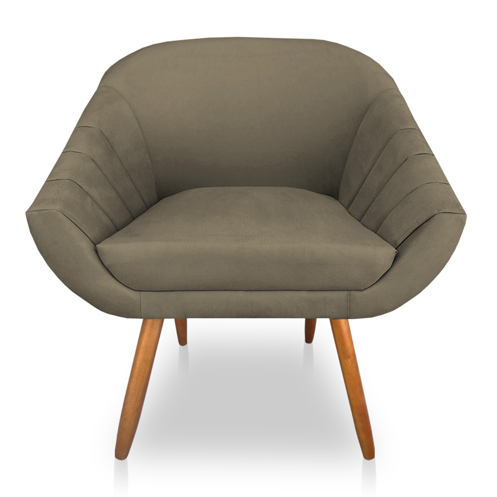 Kit 02 Poltronas Bianca Suede Marrom Rato Pés Palito Castanho - Pallazio