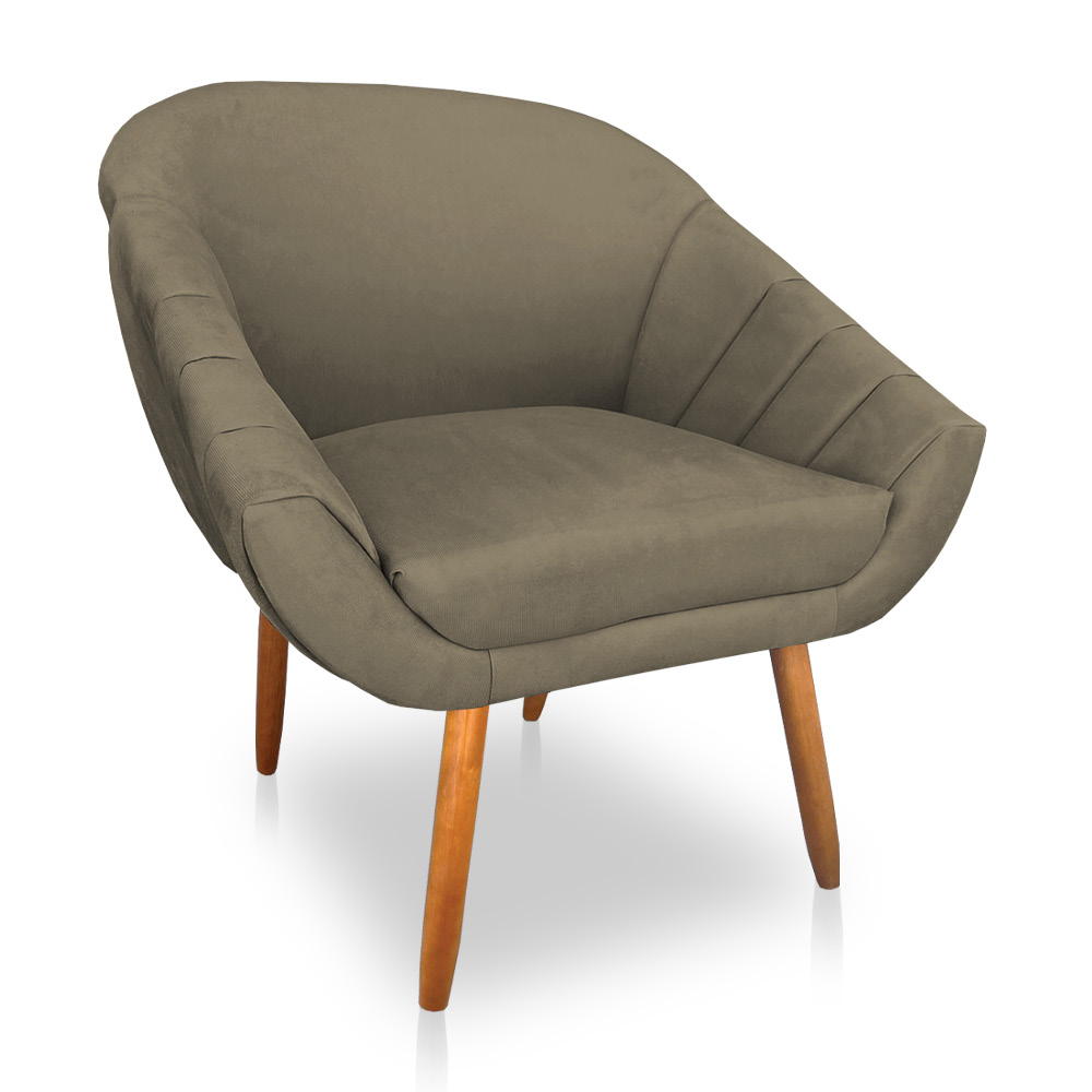 Kit 02 Poltronas Bianca Suede Marrom Rato Pés Palito Castanho - Pallazio