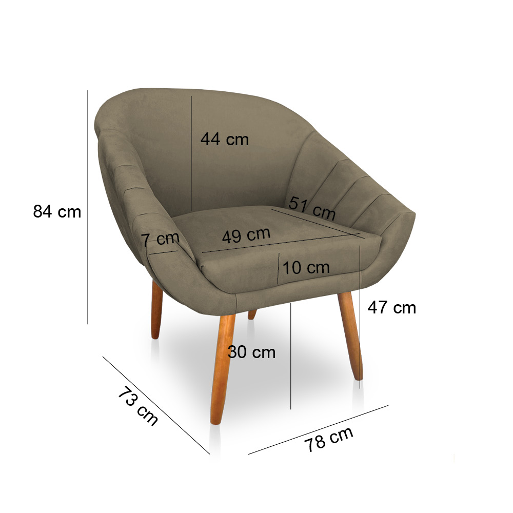 Kit 02 Poltronas Bianca Suede Marrom Rato Pés Palito Castanho - Pallazio