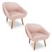 Kit 02 Poltronas Bianca Suede Rosa Bebê Pés Palito Castanho - Pallazio