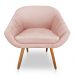 Kit 02 Poltronas Bianca Suede Rosa Bebê Pés Palito Castanho - Pallazio