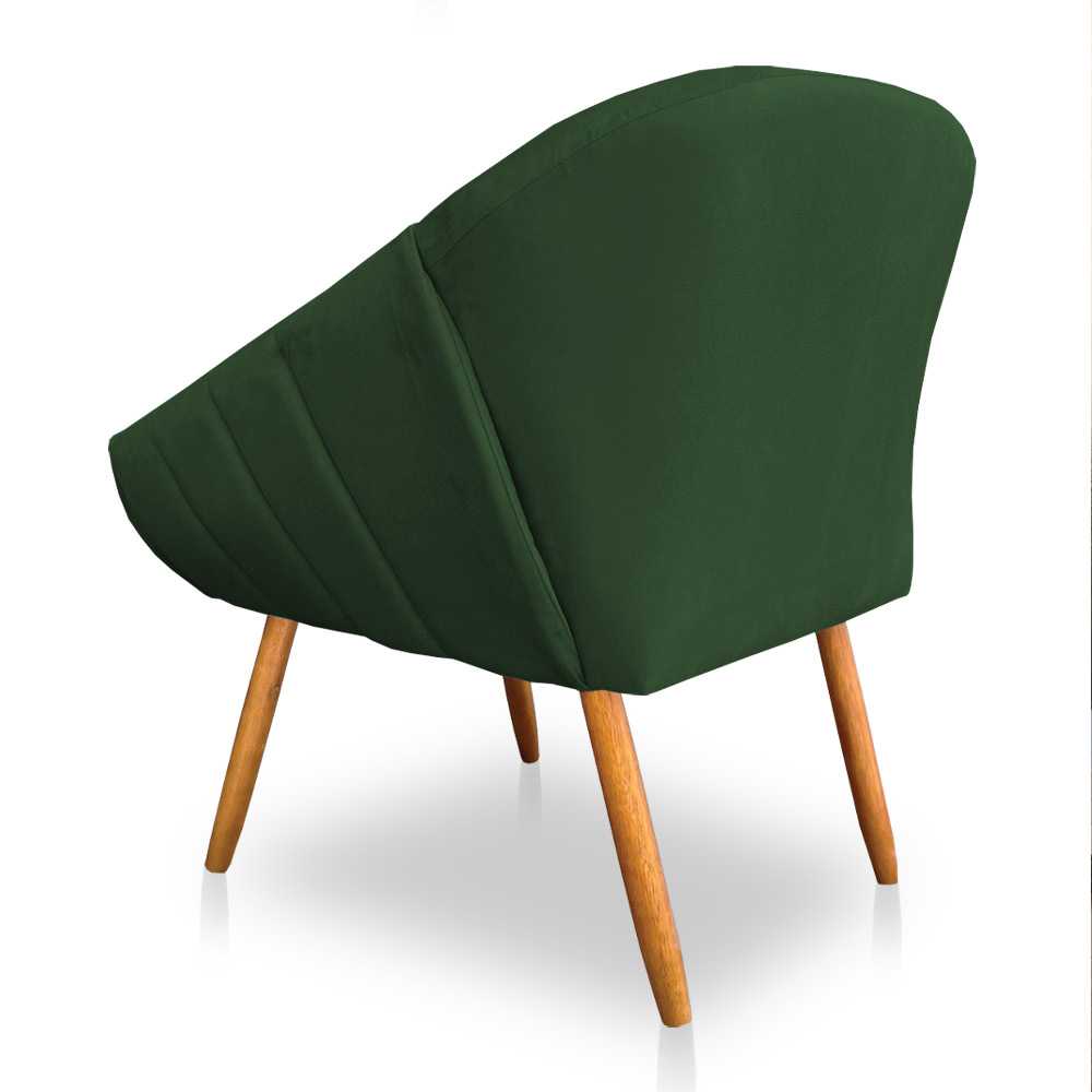 Kit 02 Poltronas Bianca Suede Verde Pés Palito Castanho - Pallazio