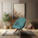 Kit 02 Poltronas Cadeira Giratória Bela Suede Azul Turquesa Base de Madeira - Pallazio