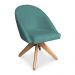 Kit 02 Poltronas Cadeira Giratória Bela Suede Azul Turquesa Base de Madeira - Pallazio