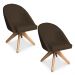 Kit 02 Poltronas Cadeira Giratória Bela Suede Marrom Base de Madeira - Pallazio