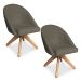 Kit 02 Poltronas Cadeira Giratória Bela Suede Marrom Rato Base de Madeira - Pallazio