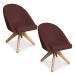 Kit 02 Poltronas Cadeira Giratória Bela Suede Marsala Base de Madeira - Pallazio