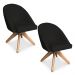 Kit 02 Poltronas Cadeira Giratória Bela Suede Preto Base de Madeira - Pallazio