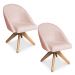 Kit 02 Poltronas Cadeira Giratória Bela Suede Rosa Bebê Base de Madeira - Pallazio