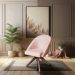 Kit 02 Poltronas Cadeira Giratória Bela Suede Rosa Bebê Base de Madeira - Pallazio