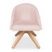Kit 02 Poltronas Cadeira Giratória Bela Suede Rosa Bebê Base de Madeira - Pallazio