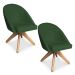 Kit 02 Poltronas Cadeira Giratória Bela Suede Verde Base de Madeira - Pallazio