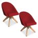 Kit 02 Poltronas Cadeira Giratória Bela Suede Vermelho Base de Madeira - Pallazio