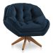 Kit 02 Poltronas Chicago Giratória Veludo Azul Marinho Base de Madeira - Pallazio