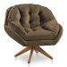Kit 02 Poltronas Chicago Giratória Veludo Cappuccino Base de Madeira - Pallazio