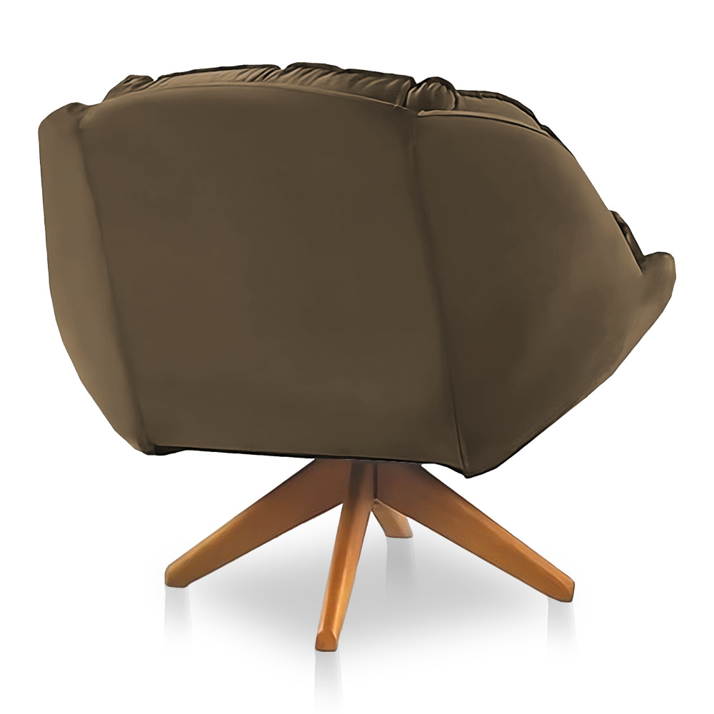 Kit 02 Poltronas Chicago Giratória Veludo Cappuccino Base de Madeira - Pallazio