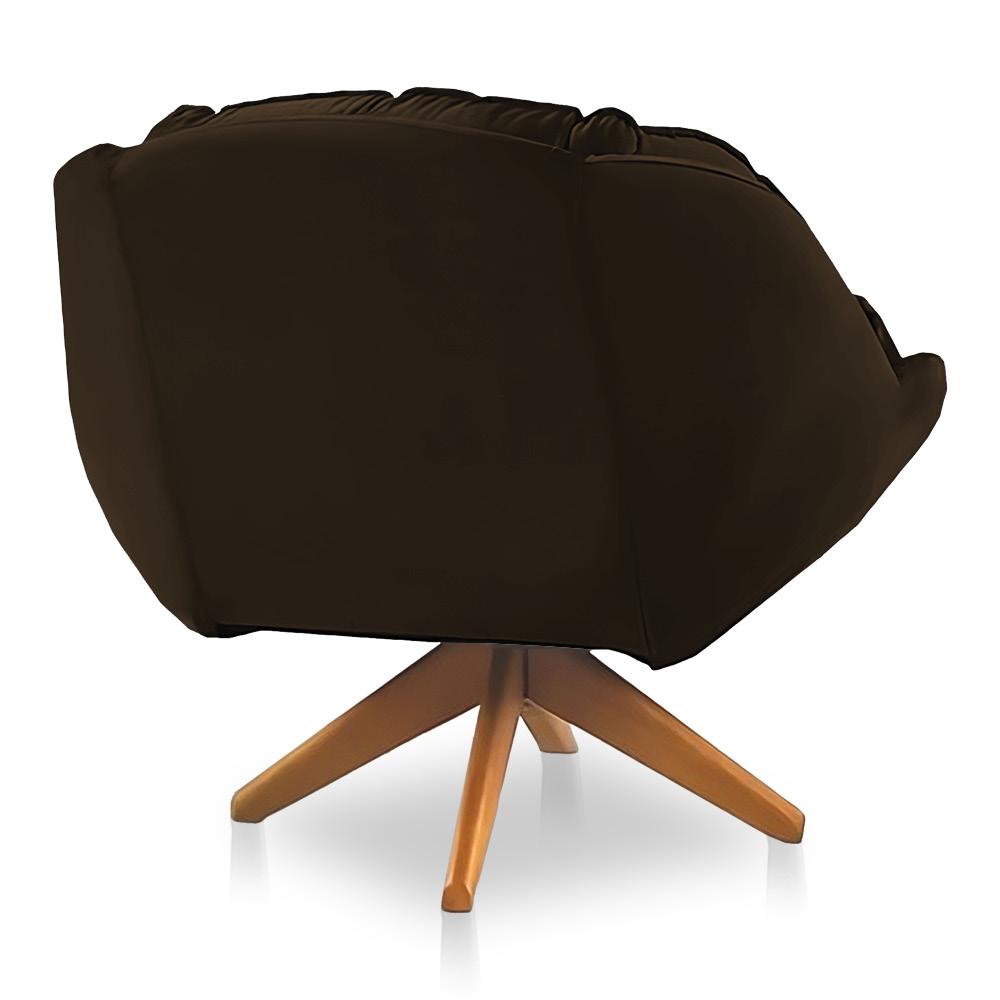 Kit 02 Poltronas Chicago Giratória Veludo Marrom Base de Madeira - Pallazio
