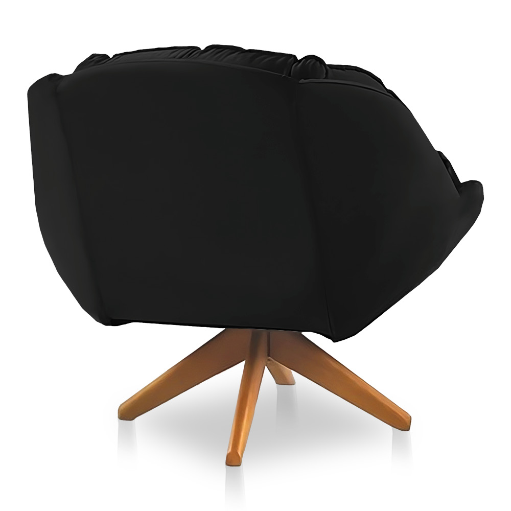 Kit 02 Poltronas Chicago Giratória Veludo Preto Base de Madeira - Pallazio