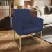 Kit 02 Poltronas Clarice Veludo Azul Marinho Base Metálica Industrial Dourado - Pallazio