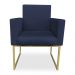 Kit 02 Poltronas Clarice Veludo Azul Marinho Base Metálica Industrial Dourado - Pallazio