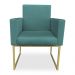 Kit 02 Poltronas Clarice Veludo Azul Turquesa Base Metálica Industrial Dourado - Pallazio