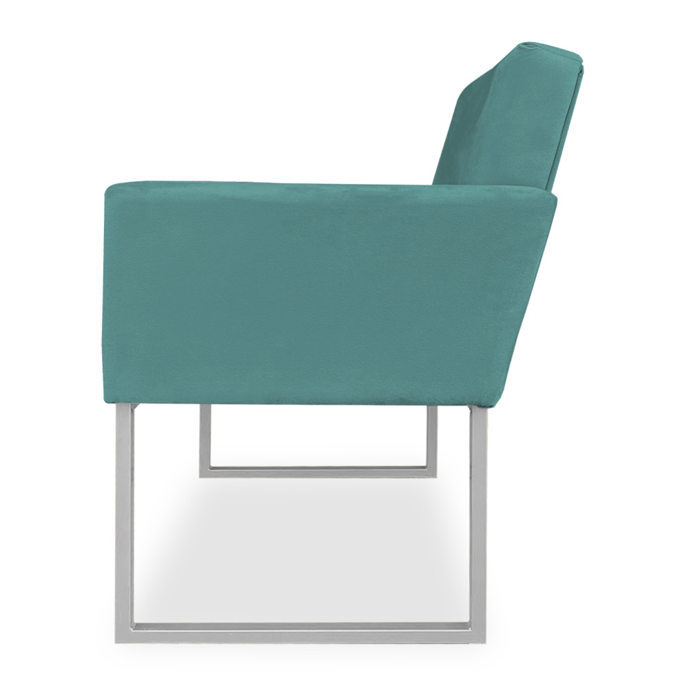 Kit 02 Poltronas Clarice Veludo Azul Turquesa Base Metálica Industrial Prata - Pallazio