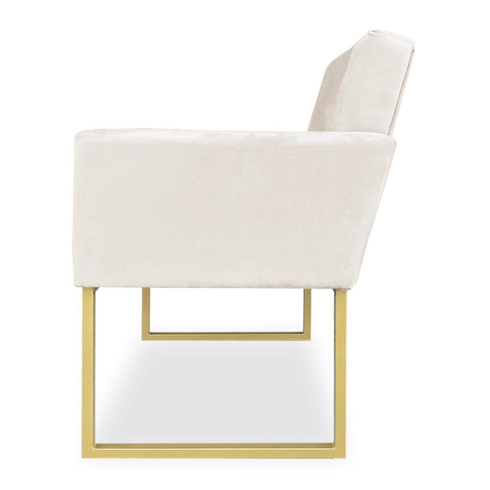 Kit 02 Poltronas Clarice Veludo Base Metálica Industrial Dourado - Pallazio