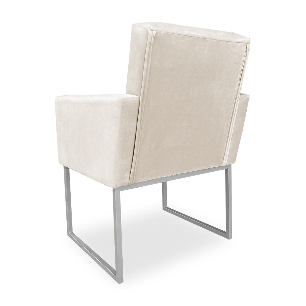 Kit 02 Poltronas Clarice Veludo Base Metálica Industrial Prata - Pallazio