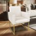 Kit 02 Poltronas Clarice Veludo Bege Base Metálica Industrial Dourado - Pallazio