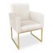 Kit 02 Poltronas Clarice Veludo Bege Base Metálica Industrial Dourado - Pallazio