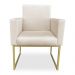 Kit 02 Poltronas Clarice Veludo Bege Base Metálica Industrial Dourado - Pallazio