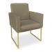 Kit 02 Poltronas Clarice Veludo Capuccino Base Metálica Industrial Dourado - Pallazio