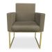 Kit 02 Poltronas Clarice Veludo Capuccino Base Metálica Industrial Dourado - Pallazio